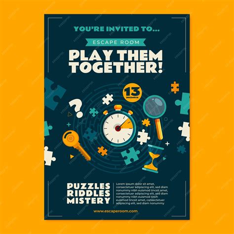 Free Vector Flat Design Escape Room Invitation