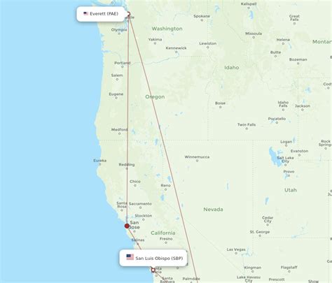 All Flight Routes From San Luis Obispo To Everett Sbp To Pae Flight