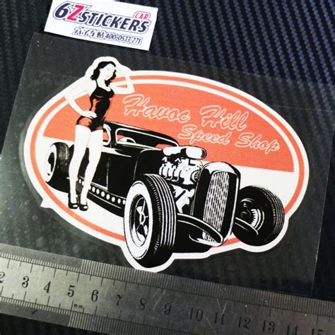 Havoc Hill Speed Shop Hot Rat Rod Sticker Vintage Retro Classic Car