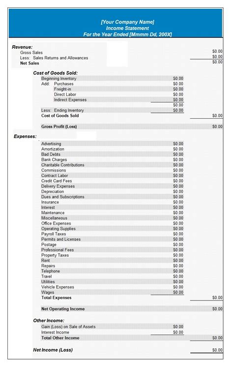 Income Statement Template | Sample Formats