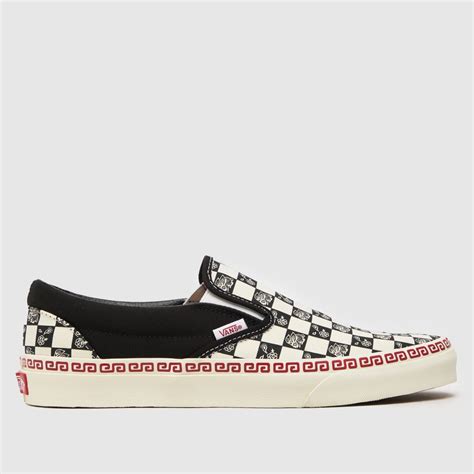 Womens Black White Vans Classic Slip On Trainers Schuh