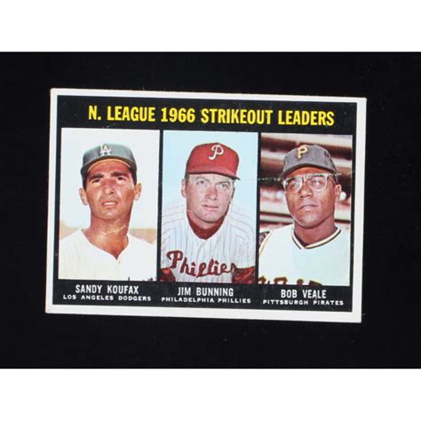 Sandy Koufax Jim Bunning Bob Veale 1967 Topps 238 NL Strikeout