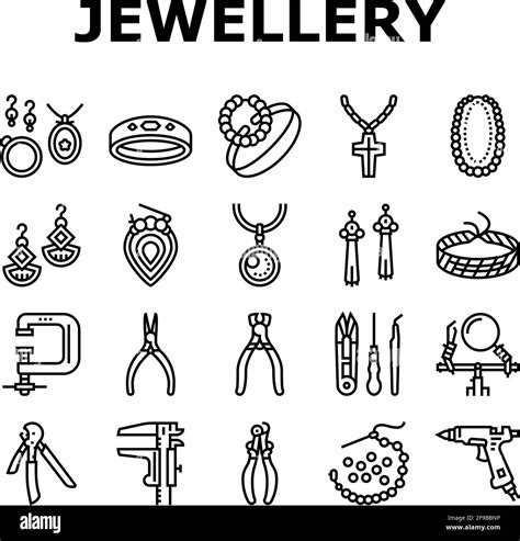 Handmade Jewellery Collection Icons Set Vector Stock Vector Image Art