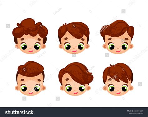 Boy Hair Set Cartoon Illustration Handsome Stock Vector (Royalty Free ...