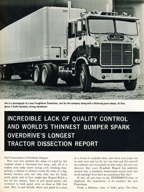 Photo September 1973 White Freightliner Powerliner Report 2 09 Overdrive Magazine September