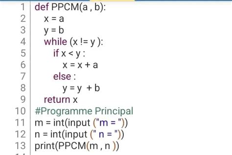 Bac Sc De L Informatique Algorithme Et Programmation Calcule De PPCM De