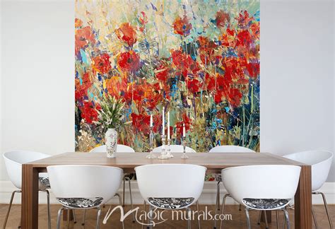 Red Poppy Field II Wallpaper Wall Mural by Magic Murals