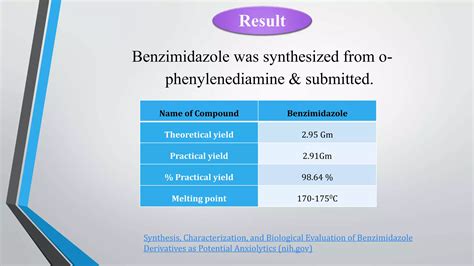 Practical Experiment Benzimidazole From Orthophenylene Diamine Ppt