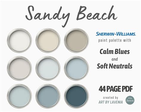 Sherwin Williams Beach House Paint Color Palette Calm Coastal - Etsy