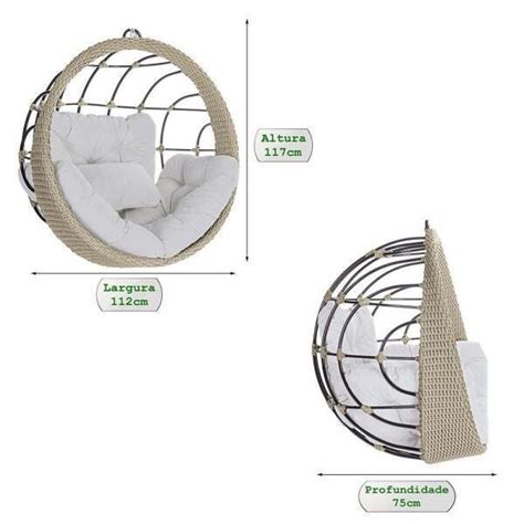 Balanço Suspenso Perola Ninho Em Aluminio E Corda Nautica Remi A34