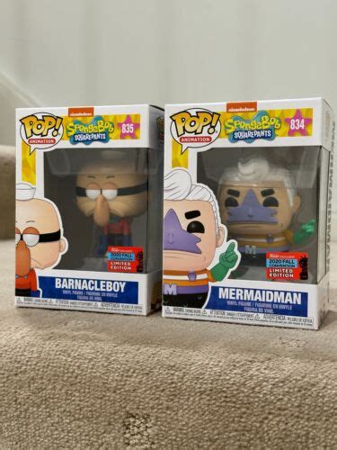 Spongebob Squarepants Barnacle Boy And Mermaid Man Nycc 2020 Funko Pop Vinyl Ebay