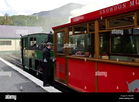 Steam Powered Train On The Snowdon Mountain Railway At The Station In