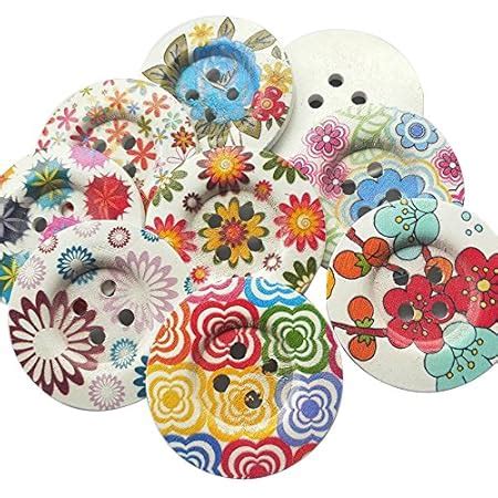 Chenkou Craft Mix Pattern 30pcs 2 50mm Large Wood Buttons Craft