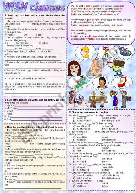 Wish Clauses Fully Editable Keys Included Esl Worksheet By Zailda