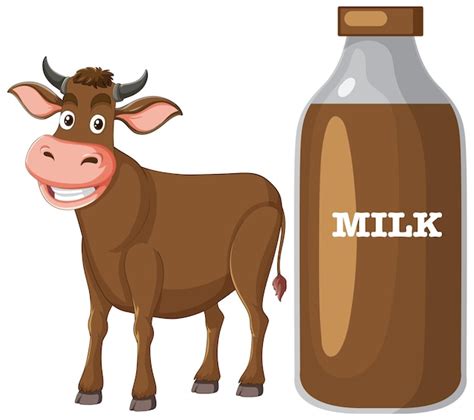 Premium Vector Happy Cow And Milk Bottle Illustration