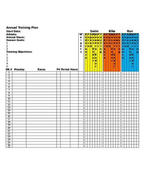 Annual Training Plan Template Excel