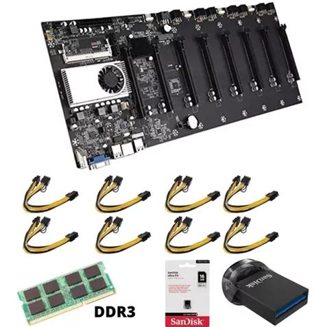 Kit Placa mãe Mineração Eth Btc T 37 8pci C Processador Frete grátis