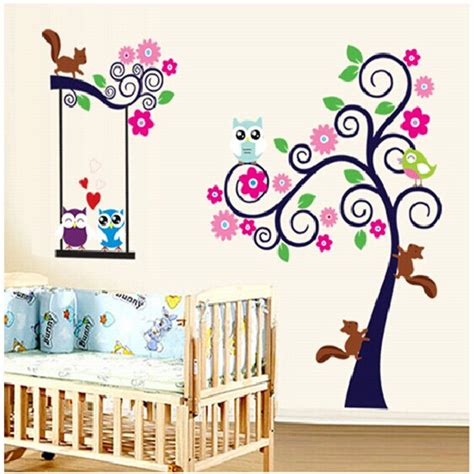 Free Download Cartoon Owl Tree Wallpaper For Kids Wall Decals Home