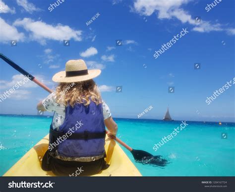 Canoe Kayak Blonde Girl On Perfect Stock Photo 1204167724 Shutterstock