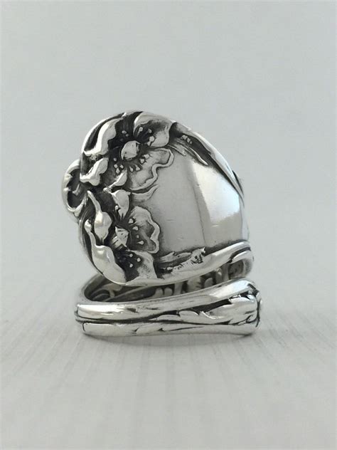 Size 9 Vintage Sterling Silver Poppy Flower Spoon Ring Etsy Vintage