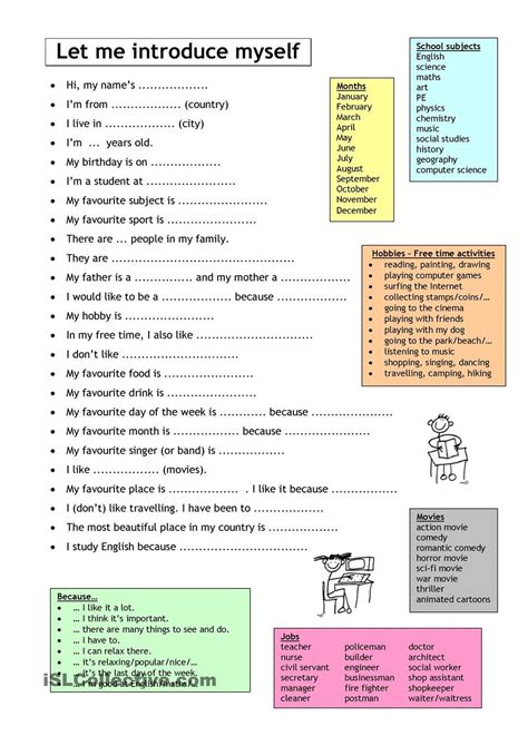 Let Me Introduce Myself Worksheet Free Esl Printable Worksheets Made