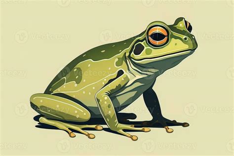 Frog On A Green Background Vector Illustration Of A Frog Ai