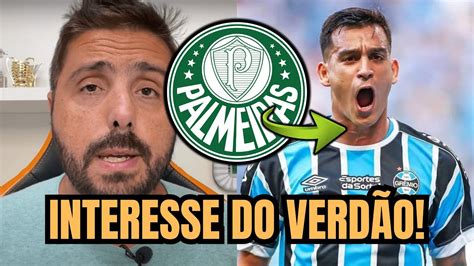 PALMEIRAS TEM INTERESSE EM CONTRATA CRISTALDO DO GRÊMIO YouTube