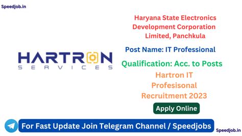 Hartron Recruitment 2023 Hartron IT Professional Online Form 2023