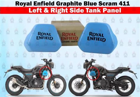 Royal Enfield Graphite Blue Scram 411 Tank Panel With Sticker Left Side £6946 Picclick Uk