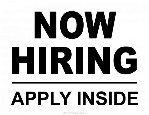 Now Hiring Apply Inside Free Printables