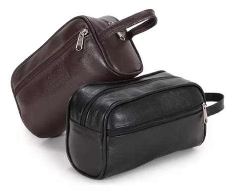 Necessaire Masculina Couro Legítimo Organizador Mala Viagem Cor Preto