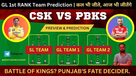 CSK Vs PBKS Dream11 Prediction Chennai Super Kings Vs Punjab Kings