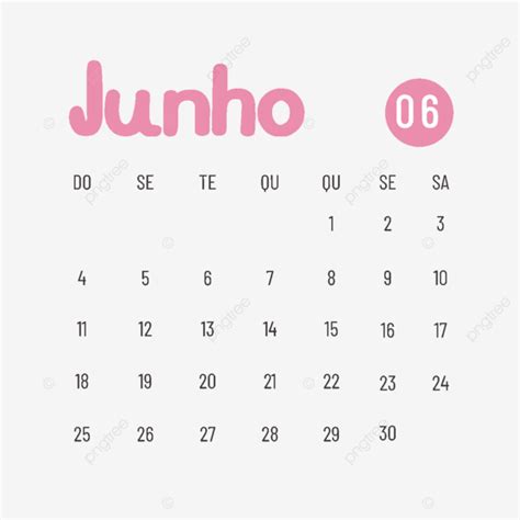 2023 Junho Calendário Português Rosa PNG 2023 Calendário Calendário