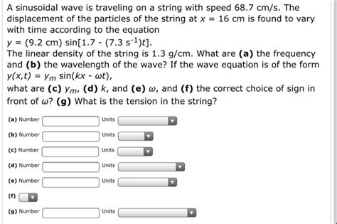 Solved A Sinusoidal Wave Is Traveling On A String With Speed Chegg