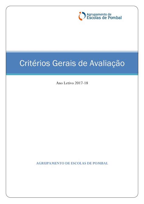 PDF Critérios Gerais de Avaliação aepombal edu pt CGA CPED 0003