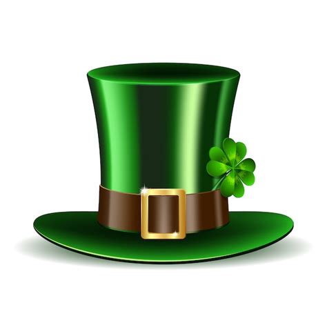 Green st. patrick's day hat with clover | Premium Vector