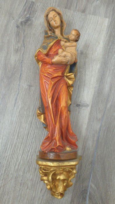 Carving Holzfigur Farbige Madonna Mit Kind Mutter Gottes Catawiki