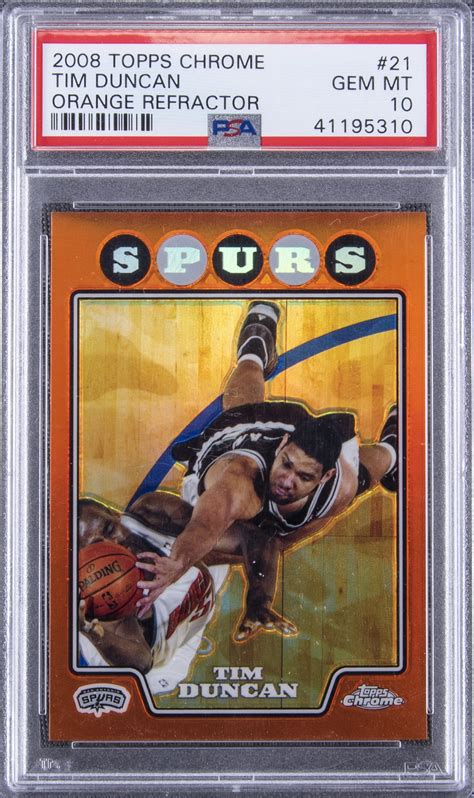 Lot Detail Topps Chrome Orange Refractor Tim Duncan