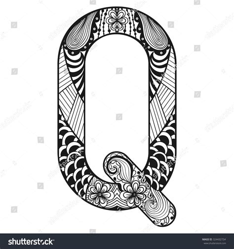 Zentangle Stylized Alphabet Lace Letter Q Stock Vector Royalty Free