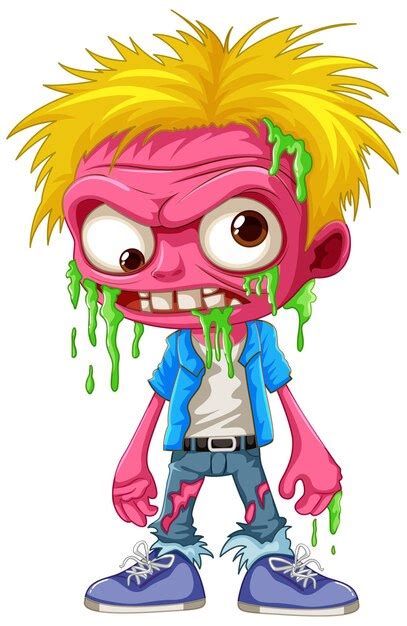 Personagem De Desenho Animado Zumbi Masculino Coberto De Sangue Vetor