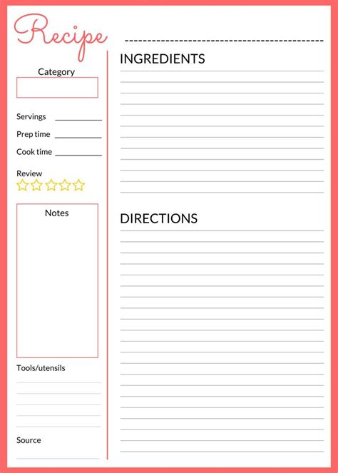 Printable Recipe Sheets