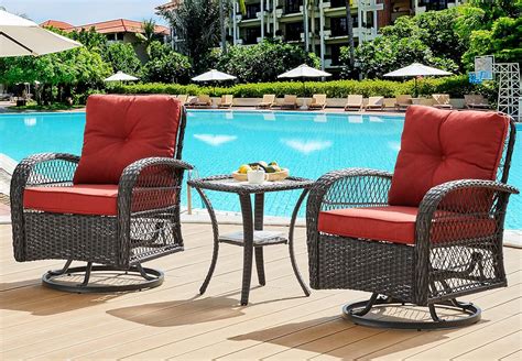 Udpatio 3 Pieces Patio Furniture Set Outdoor Swivel