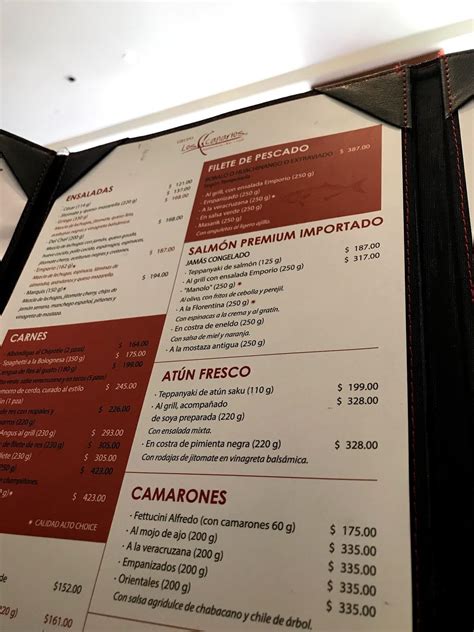 Carta Del Restaurante Los Canarios Marquis Reforma Ciudad L Pez Mateos