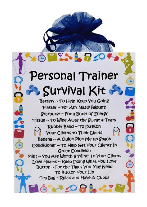 Personal Trainer Survival Kit Fun Novelty Keepsake Gift Greetings