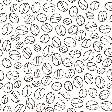 Vector Hand Drawn Pattern Of Coffee Seeds Coffee Beans Seamless