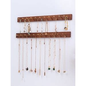 Dark Wood Minimalist Wall Jewelry Rack Long Wall Jewelry Hanger