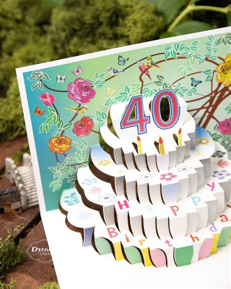 Laser Cut Pop Up 40th Birthday Card Made In Uk 40th Birthday 3d Card 3d