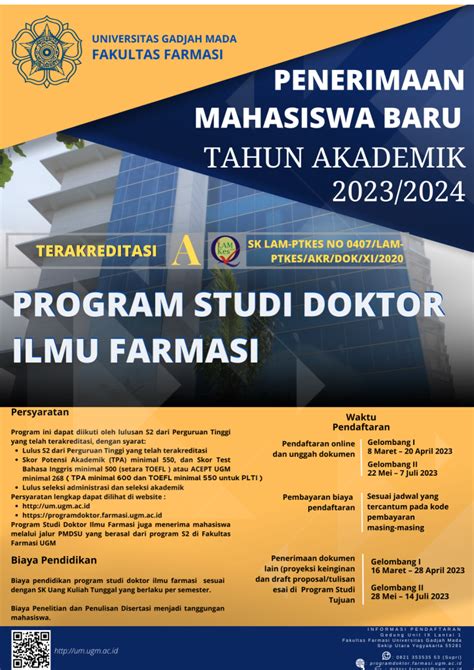 PENERIMAAN MAHASISWA BARU TAHUN KADEMIK 2023 2024 Program Doktor