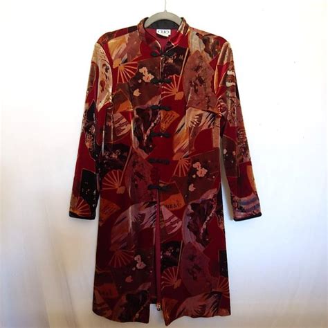 Clio Jackets Coats Clio 8s90s Vintage Long Velvet Kimono Duster