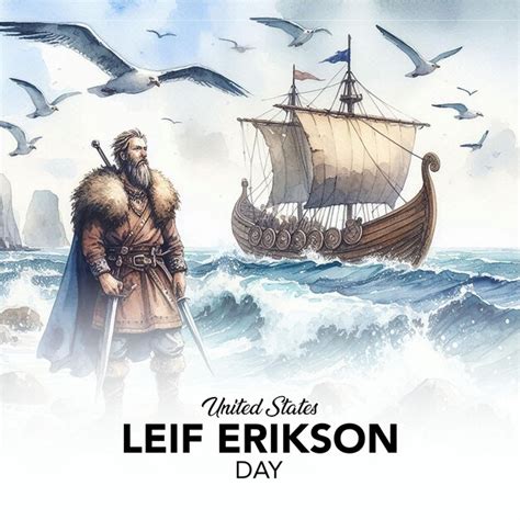 Leif Erikson Day Social Media Post Banner Poster Template Premium Ai